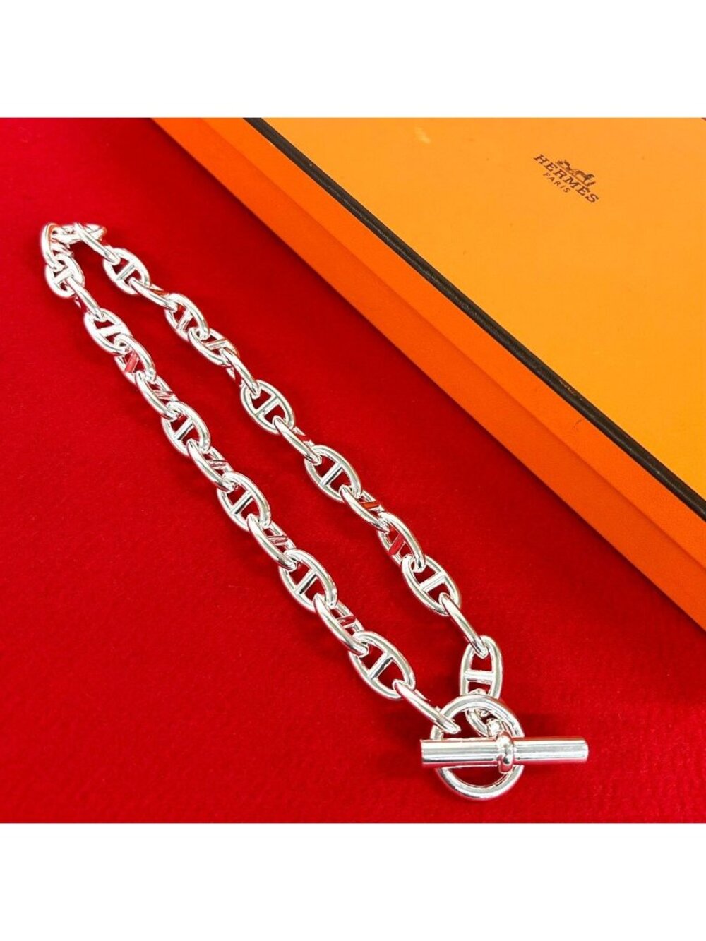 Hermes Chaine D'ancre GM 29 Links Necklace 925 Sterling Silver